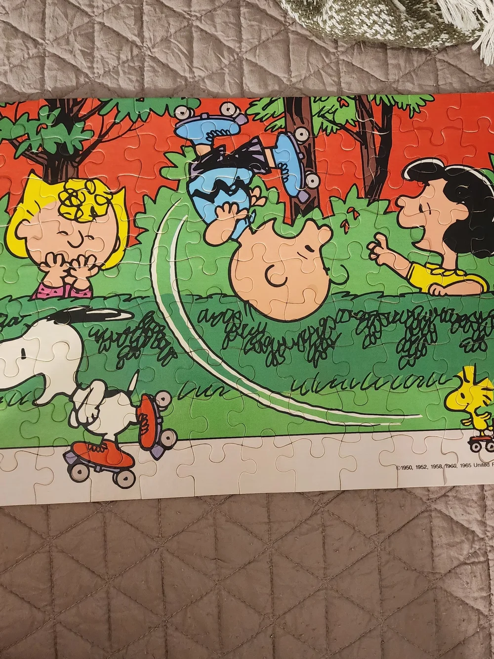 Peanuts 108-Piece Puzzle — Colorful Green & Blue Scene with Snoopy